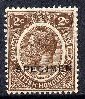 British Honduras 1922-33 KG5 Script CA 2c brown overprinted SPECIMEN fine with gum and only about 400 produced SG 127s, stamps on , stamps on  kg5 , stamps on specimen