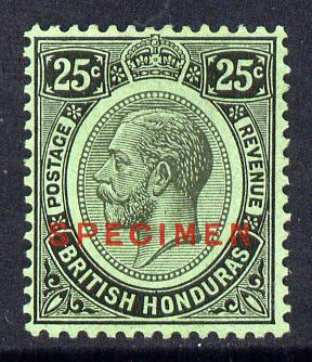 British Honduras 1922-33 KG5 Script CA 25c black on emerald overprinted SPECIMEN fine with gum and only about 400 produced SG 133s, stamps on , stamps on  stamps on , stamps on  stamps on  kg5 , stamps on  stamps on specimen