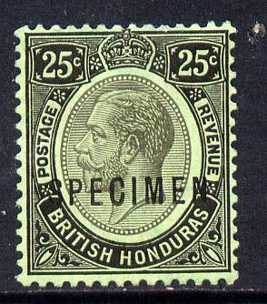 British Honduras 1922-33 KG5 MCA 25c black on emerald overprinted SPECIMEN fine with gum and only about 400 produced SG 124s, stamps on , stamps on  stamps on , stamps on  stamps on  kg5 , stamps on  stamps on specimen