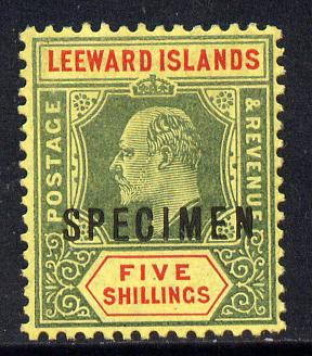 Leeward Islands 1907-11 KE7 MCA 5s green & red on yellow overprinted SPECIMEN fine with gum and only about 400 produced SG 45s, stamps on , stamps on  stamps on , stamps on  stamps on  ke7 , stamps on  stamps on specimen