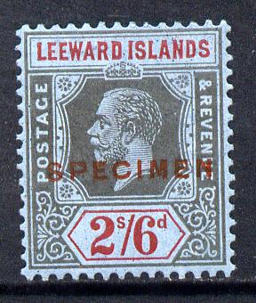 Leeward Islands 1921-32 KG5 Script CA 2s6d black & red on blue overprinted SPECIMEN fine with gum and only about 400 produced SG 75s, stamps on , stamps on  ke7 , stamps on specimen