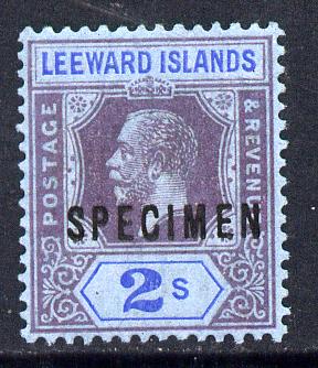 Leeward Islands 1921-32 KG5 Script CA 2s purple & blue on blue overprinted SPECIMEN fine with gum and only about 400 produced SG 74s, stamps on , stamps on  stamps on , stamps on  stamps on  ke7 , stamps on  stamps on specimen