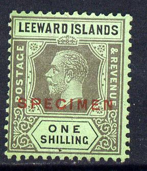 Leeward Islands 1921-32 KG5 Script CA 1s black on emerald overprinted SPECIMEN fine with gum and only about 400 produced SG 73s, stamps on , stamps on  ke7 , stamps on specimen