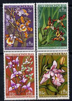 British Honduras 1968 20th Anniversary of Economic Commission - Orchids set of 4 unmounted mint SG 250-53, stamps on , stamps on  stamps on orchids, stamps on  stamps on flowers, stamps on  stamps on 