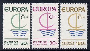 Cyprus 1966 Europa set of 3 unmounted mint SG 280-82, stamps on europa