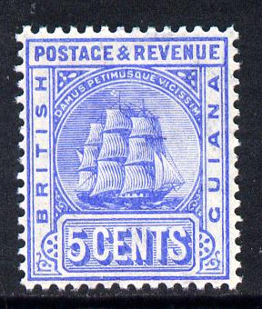 British Guiana 1907-10 MCA Ship Type 5c ultramarine unmounted mint SG 255, stamps on , stamps on  stamps on , stamps on  stamps on  ke7 , stamps on  stamps on ships