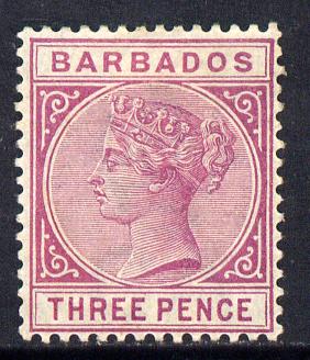 Barbados 1882-86 QV Crown CA 3d reddish purple mounted mint SG 96, stamps on , stamps on  qv , stamps on 