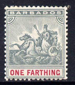 Barbados 1892-1903 Britannia Crown CA 1/4d slate-grey & carmine mounted mint SG 105, stamps on britannia