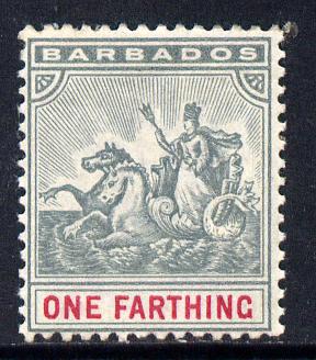 Barbados 1892-1903 Britannia Crown CA 1/4d slate-grey & carmine mounted mint SG 105