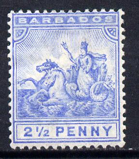 Barbados 1892-1903 Britannia Crown CA 2.5d ultramarine mounted mint SG 109, stamps on britannia