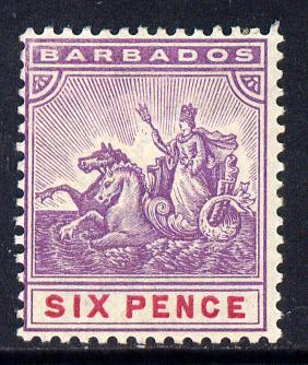 Barbados 1892-1903 Britannia Crown CA 6d mauve & carmine mounted mint SG 111, stamps on , stamps on  stamps on britannia