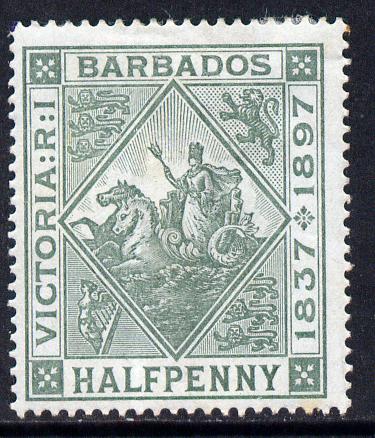 Barbados 1897-98 Diamond Jubilee 1/2d dull green mounted mint SG 117