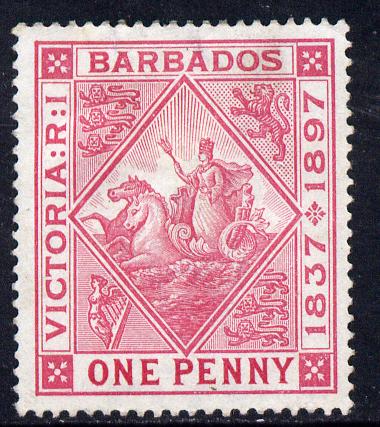 Barbados 1897-98 Diamond Jubilee 1d rose mounted mint SG 118