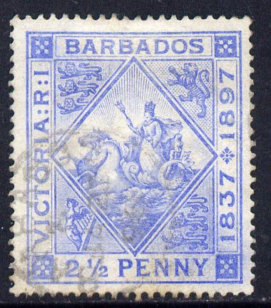 Barbados 1897-98 Diamond Jubilee 2.5d ultramarine mounted mint SG 119