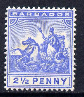 Barbados 1905 Britannia MCA 2.5d blue mounted mint SG 139, stamps on britannia
