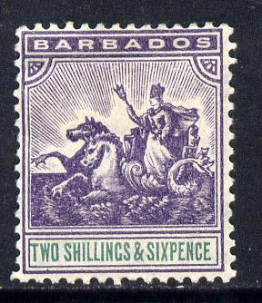 Barbados 1905 Britannia MCA 2s6d violet & green mounted mint SG 143, stamps on britannia