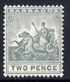 Barbados 1909 Britannia MCA 2d greyish-slate mounted mint SG 166, stamps on britannia