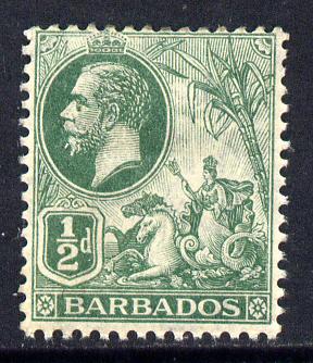 Barbados 1912-16 KG5 MCA 1/2d green unmounted mint SG 171, stamps on britannia, stamps on  kg5 , stamps on 