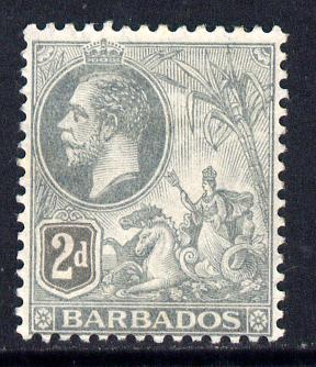 Barbados 1912-16 KG5 MCA 2d greyish-slate mounted mint SG 173, stamps on britannia, stamps on  kg5 , stamps on 