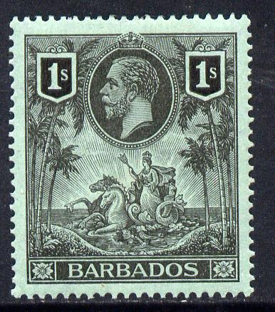 Barbados 1912-16 KG5 MCA 1s black on green mounted mint SG 178, stamps on , stamps on  stamps on britannia, stamps on  stamps on  kg5 , stamps on  stamps on 