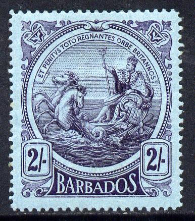 Barbados 1916-19 Large Britannia MCA 2s purple on blue mounted mint SG 190, stamps on britannia, stamps on  kg5 , stamps on 