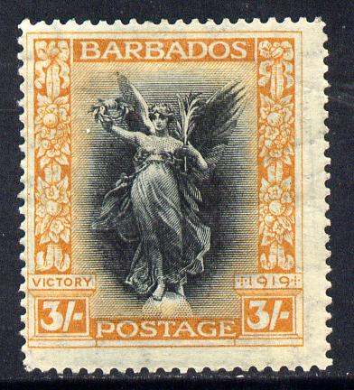 Barbados 1920-21 Victory MCA 3s black & dull orange mounted mint SG 211