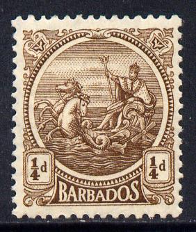 Barbados 1921-24 Britannia Script CA 1/4d brown mounted mint SG 217, stamps on britannia