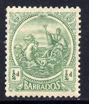 Barbados 1921-24 Britannia Script CA 1/2d green mounted mint SG 219, stamps on britannia