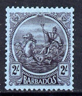 Barbados 1921-24 Britannia Script CA 2s purple on blue mounted mint SG 227, stamps on britannia