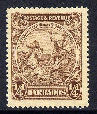 Barbados 1925-35 Britannia Script CA 1/4d brown mounted mint SG 229, stamps on , stamps on  stamps on britannia