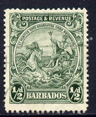 Barbados 1925-35 Britannia Script CA 1/2d green P14 mounted mint SG 230, stamps on britannia
