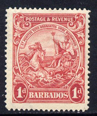 Barbados 1925-35 Britannia Script CA 1d scarlet P14 mounted mint SG 231, stamps on , stamps on  stamps on britannia