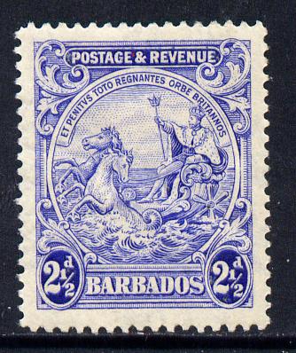 Barbados 1925-35 Britannia Script CA 2.5d blue P14 mounted mint SG 233, stamps on britannia