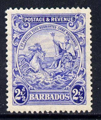 Barbados 1925-35 Britannia Script CA 2.5d blue P14 mounted mint SG 233, stamps on , stamps on  stamps on britannia