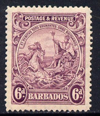 Barbados 1925-35 Britannia Script CA 6d purple mounted mint SG 236, stamps on britannia