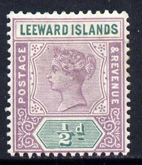 Leeward Islands 1890 QV Crown CA 1/2d dull mauve & green mounted mint SG 1, stamps on , stamps on  stamps on , stamps on  stamps on  qv , stamps on  stamps on 