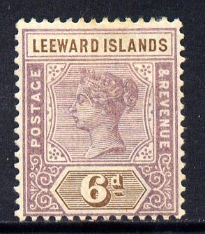 Leeward Islands 1890 QV Crown CA 6d dull mauve & brown mounted mint SG 5, stamps on , stamps on  stamps on , stamps on  stamps on  qv , stamps on  stamps on 