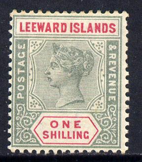 Leeward Islands 1890 QV Crown CA 1s green & carmine mounted mint SG 7, stamps on , stamps on  qv , stamps on 