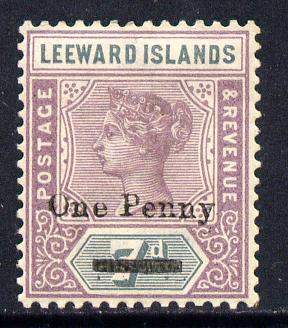 Leeward Islands 1902 QV Surcharged 1d on 7d mounted mint SG 19, stamps on , stamps on  qv , stamps on 