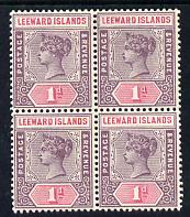 Leeward Islands 1890 QV Crown CA 1d dull mauve & rose block of 4 mounted mint SG 2, stamps on , stamps on  stamps on , stamps on  stamps on  qv , stamps on  stamps on 