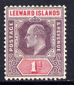 Leeward Islands 1902 KE7 Crown CA 1d dull purple & carmine mounted mint SG 21, stamps on , stamps on  ke7 , stamps on 