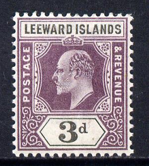 Leeward Islands 1902 KE7 Crown CA 3d dull purple & black mounted mint SG 24, stamps on , stamps on  ke7 , stamps on 