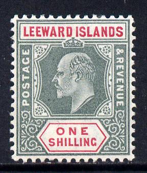 Leeward Islands 1902 KE7 Crown CA 1s green & carmine mounted mint SG 26, stamps on , stamps on  stamps on , stamps on  stamps on  ke7 , stamps on  stamps on 