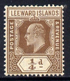 Leeward Islands 1907-11 KE7 MCA 1/4d brown mounted mint SG 36, stamps on , stamps on  stamps on , stamps on  stamps on  ke7 , stamps on  stamps on 