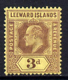 Leeward Islands 1907-11 KE7 MCA 3d purple on yellow mounted mint SG 41, stamps on , stamps on  ke7 , stamps on 