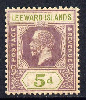 Leeward Islands 1921-32 KG5 Script CA 5d dull purple & olive-green Die II unmounted mint but light overall toning SG 71, stamps on , stamps on  kg5 , stamps on 