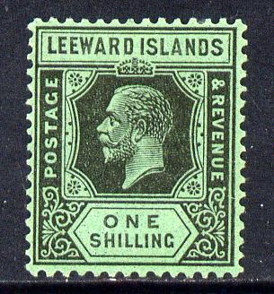 Leeward Islands 1921-32 KG5 Script CA 1s black on emerald Die II mounted mint SG 73, stamps on , stamps on  stamps on , stamps on  stamps on  kg5 , stamps on  stamps on 