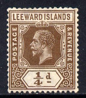Leeward Islands 1921-32 KG5 Script CA 1/4d brown Die I mounted mint SG 81, stamps on , stamps on  kg5 , stamps on 