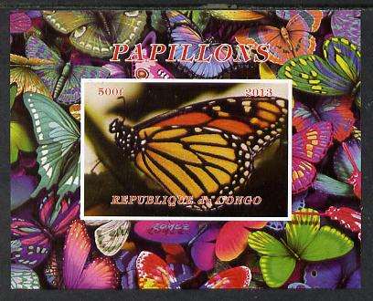 Congo 2013 Butterflies #1 imperf deluxe sheet unmounted mint. Note this item is privately produced and is offered purely on its thematic appeal, stamps on , stamps on  stamps on butterflies