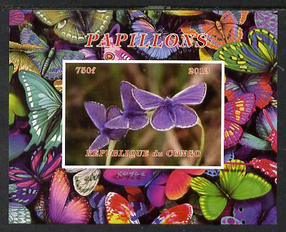 Congo 2013 Butterflies #5 imperf deluxe sheet unmounted mint. Note this item is privately produced and is offered purely on its thematic appeal, stamps on , stamps on  stamps on butterflies